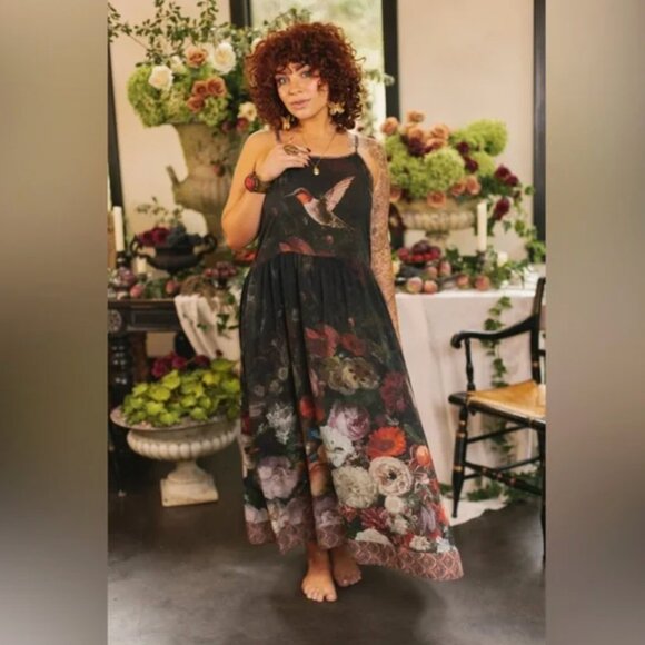 ⭐️MARKET OF STARS⭐️ FLIGHT OF FANCY BOHÉME SLIP MAXI DRESS Size S/M Whimsigoth - Picture 1 of 9